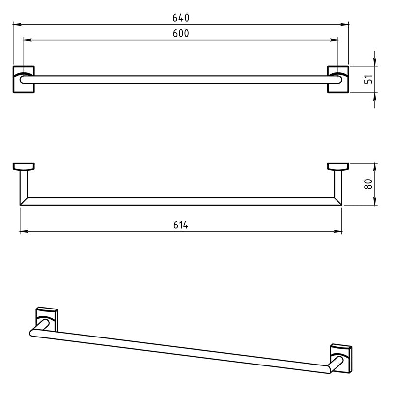 Suport prosop Ferro, Metalia 12, 60 cm, crom - 0228.0