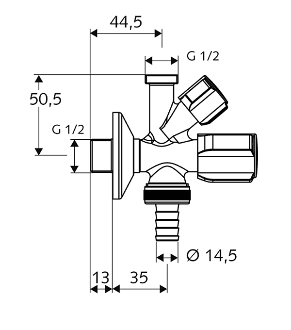 Robinet coltar combinat Schell Comfort 1/2-1/2-3/4-035690699