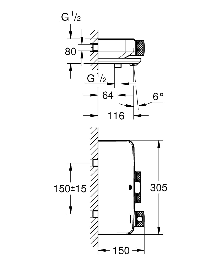 Baterie cada dus cu termostat Grohe Euphoria SmartControl-34718000