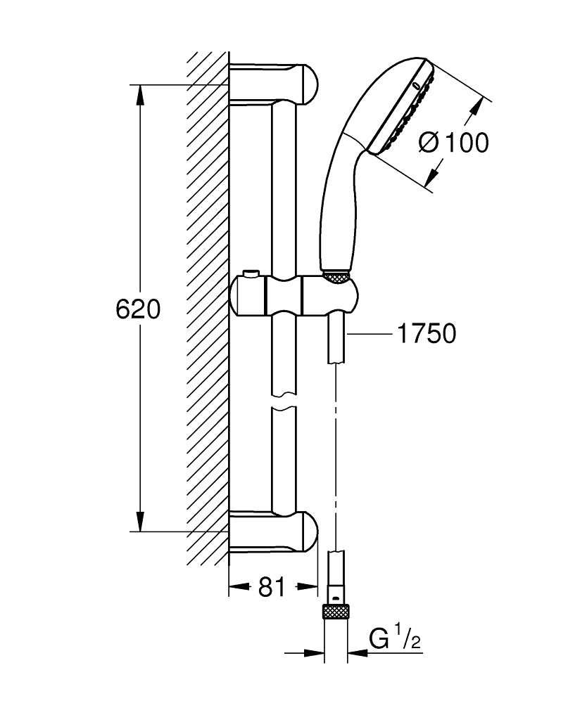 Set dus Grohe New Tempesta un singur jet-27924000
