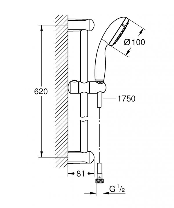Pachet  3in1 baterii baie Grohe Eurosmart marimea S (33265002,33300002,27853003  )