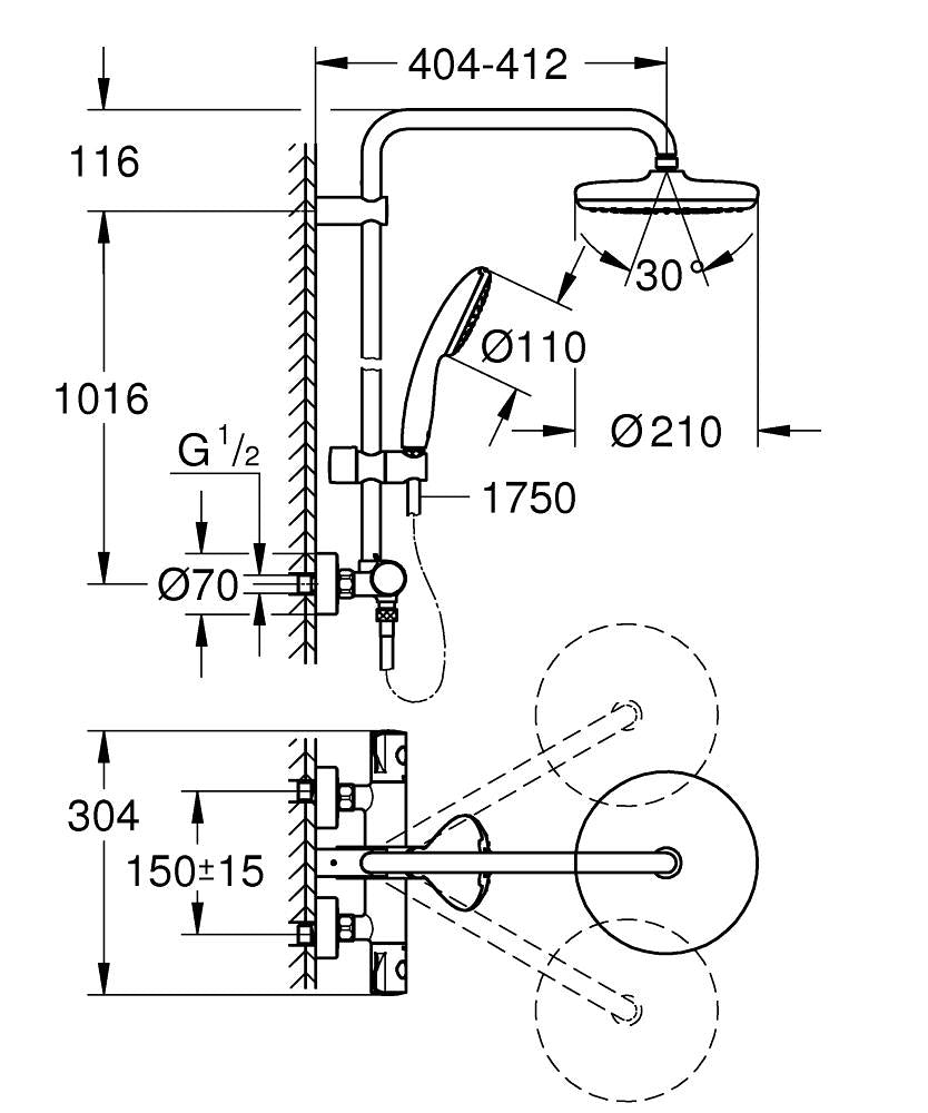 Sistem dus termostat Grohe Tempesta 210-26811001