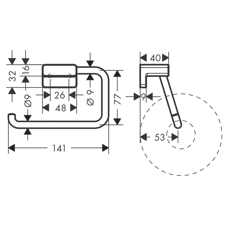 Suport hartie igienica, Hansgrohe, AddStoris, crom-41771000