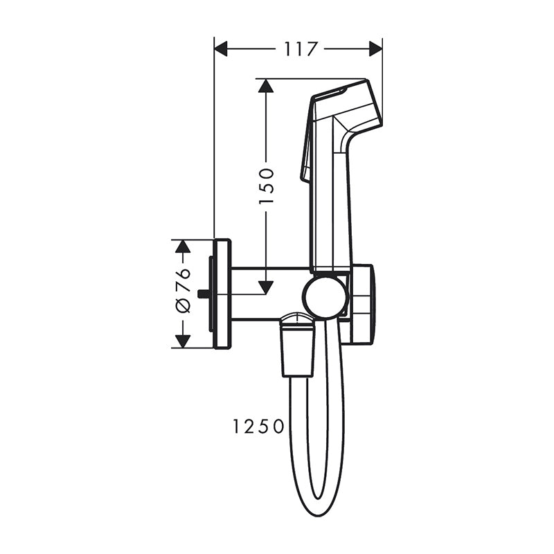 Dus igienic Hansgrohe S EcoSmart cu 1 jet Bidette, fara corp incastrat- 29232000