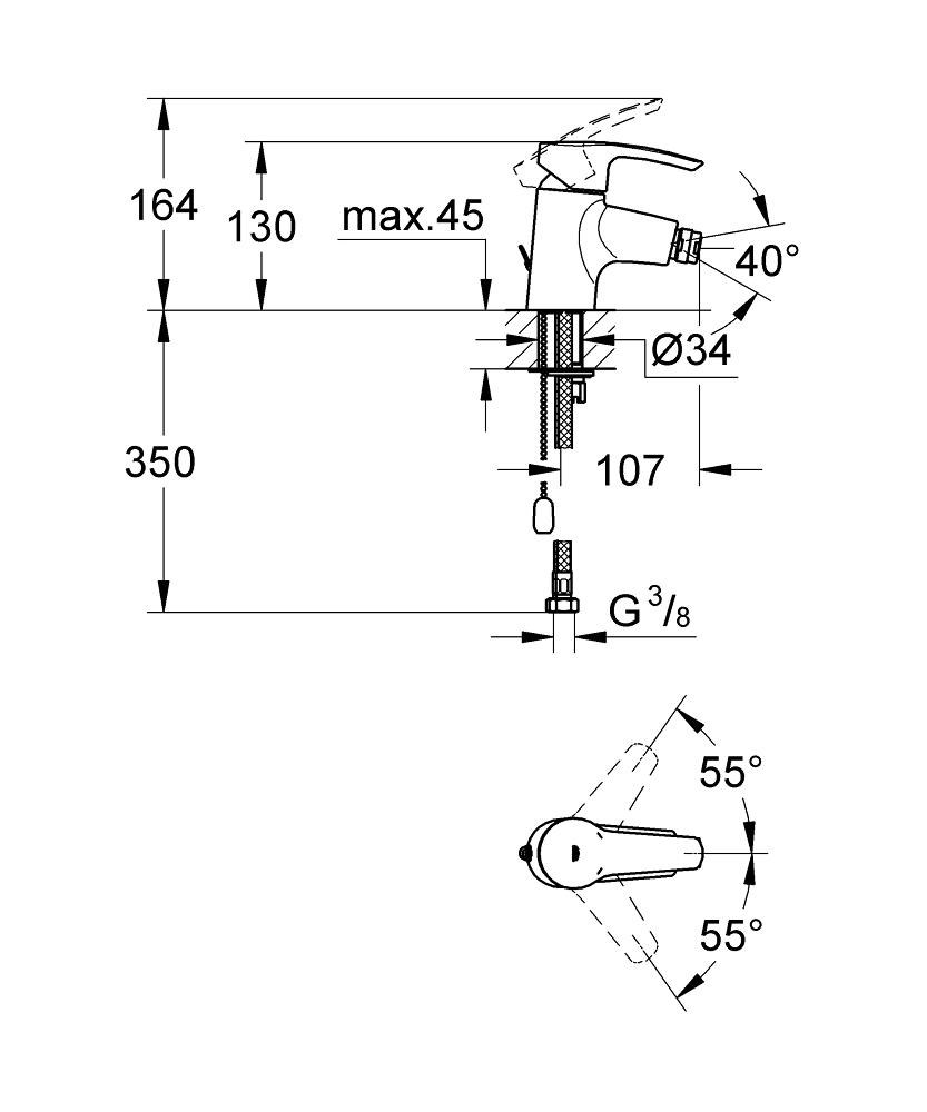 Baterie bideu Grohe Eurostyle