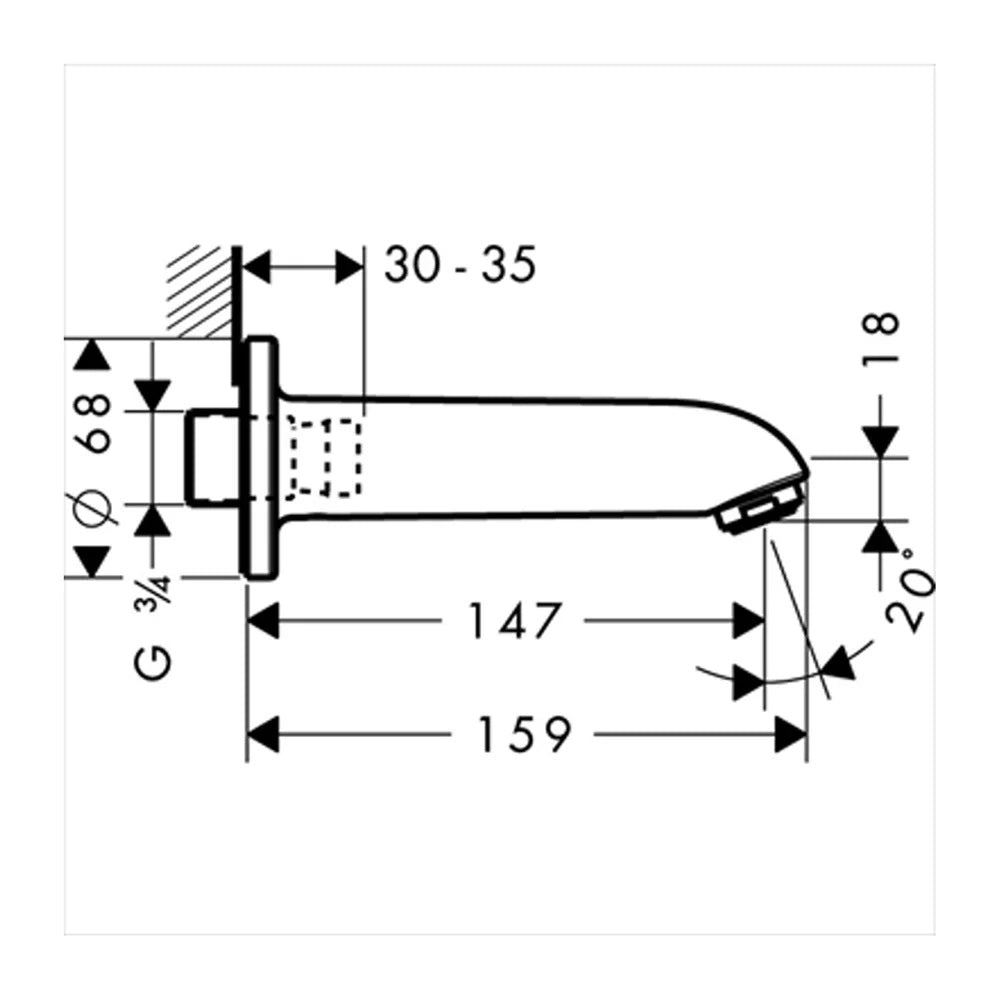 Pipa cada Hansgrohe Focus E/S, crom - 13414000