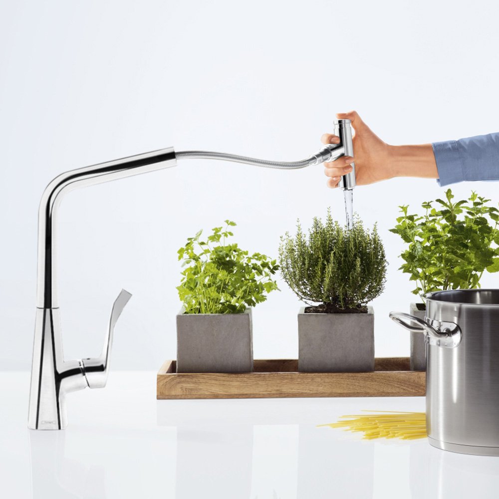 Baterie bucatarie Hansgrohe Metris Select 320, dus extractibil, crom - 14884000
