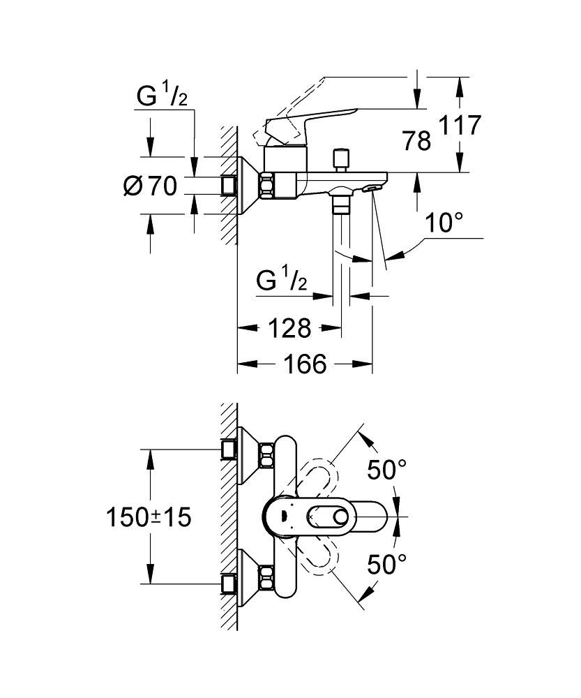 Set complet baterii baie Grohe Bauloop set dus bara (23335000,23341000,27853001)