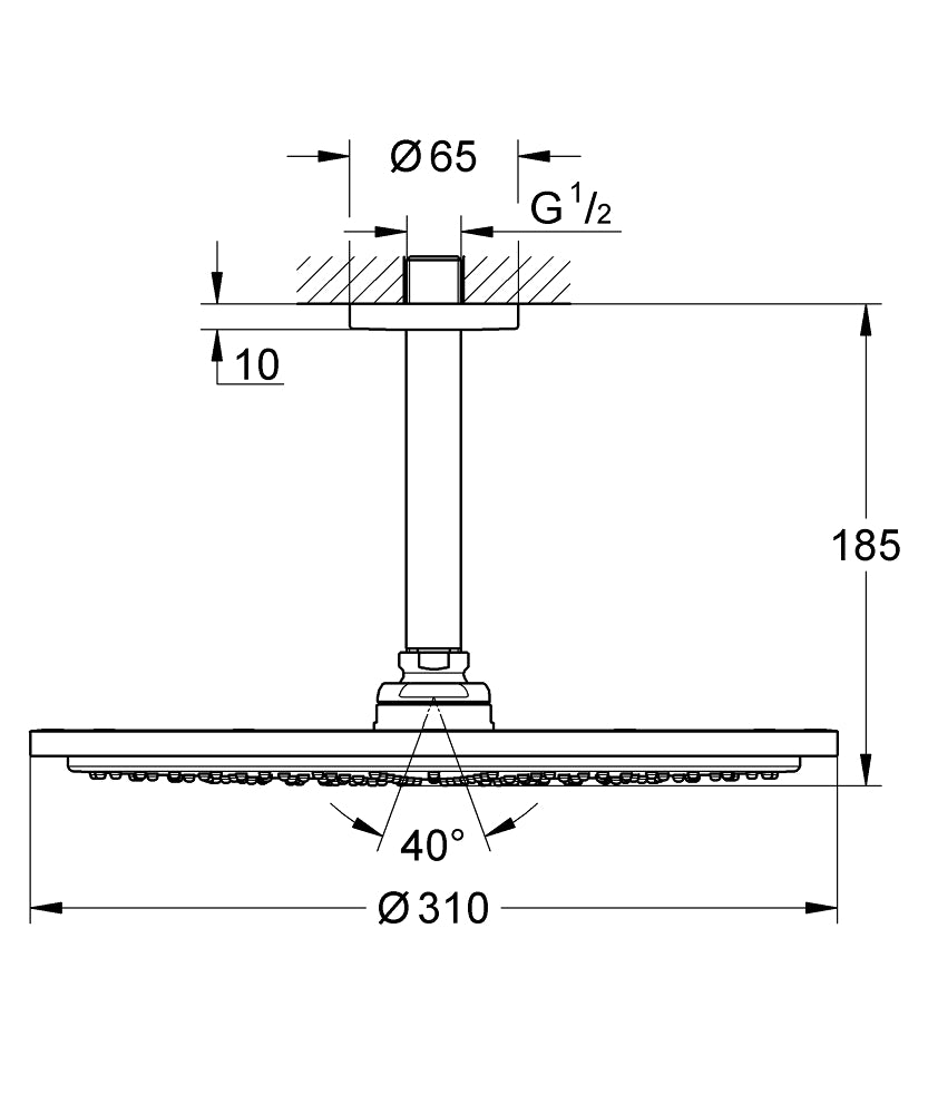 Cap de duș set 142 mm un tip de jet Grohe Rainshower Cosmopolitan