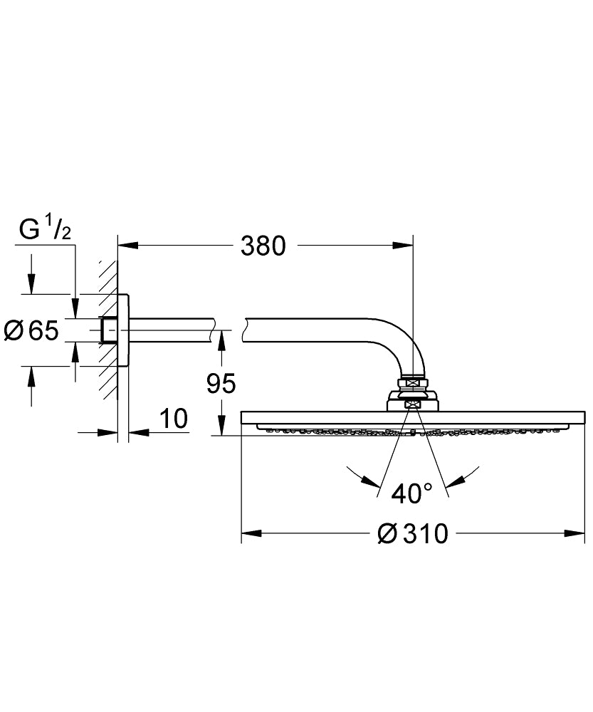 Cap de duș set 380 mm un tip de jet Grohe Rainshower Cosmopolitan