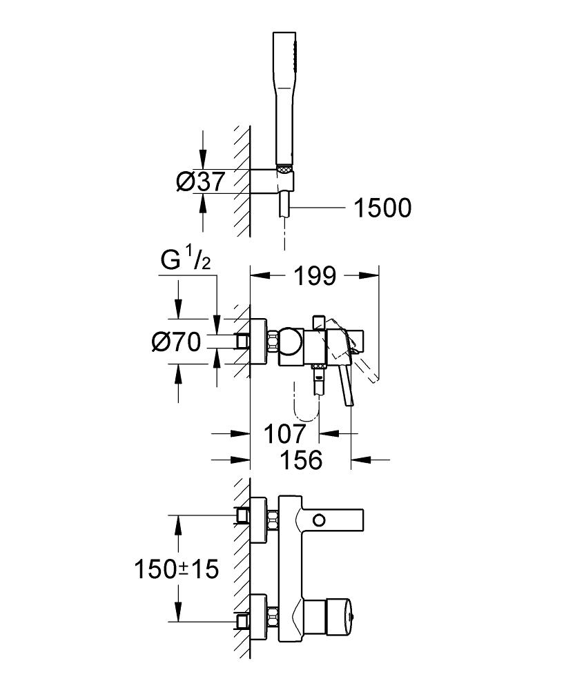 Baterie cada cu dus Grohe Concetto New Grohe-32212001