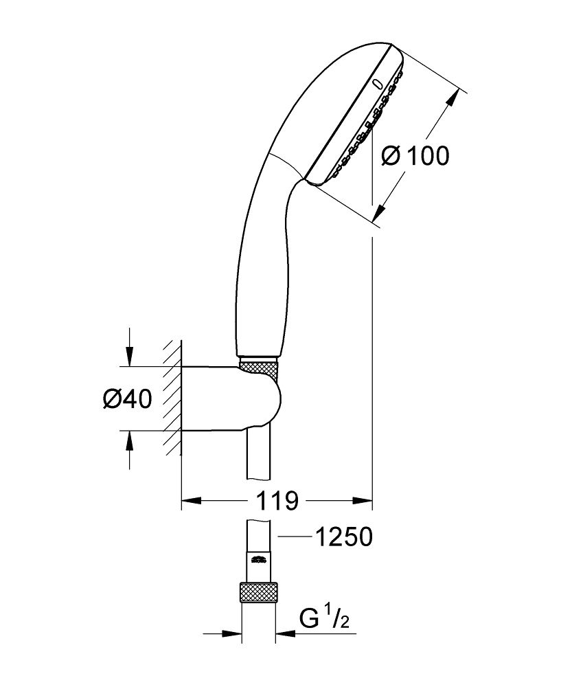 Pachet baterii baie cada,termostat Grohe Grohtherm 1000 Performance ,set dus porter, baterie lavoar Eurosmart S (34830000 ,33265002,27799001)