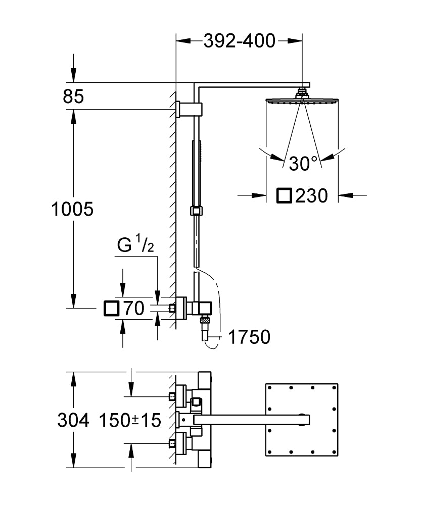 Sistem dus termostat Grohe-Euphoria Cube XXL System 230-26087000 