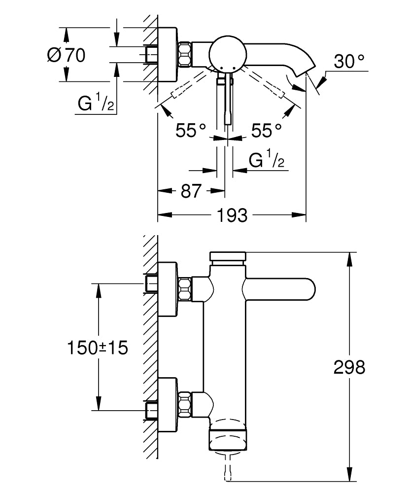 Set baterie cada Grohe Essence (33624001)+ set de dus Tempesta Mono(27853003)