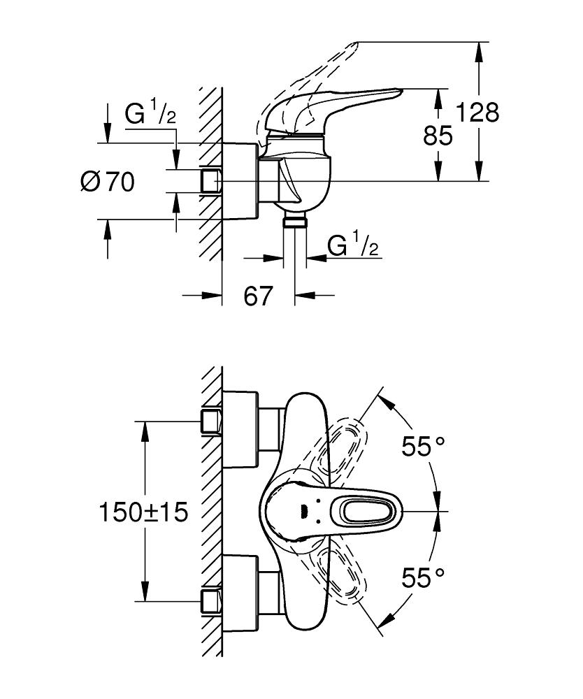 Baterie duş monocomandă Grohe Eurostyle