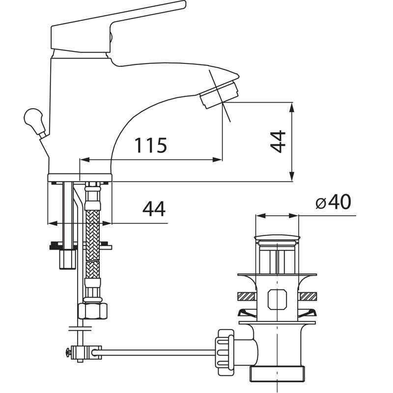 Baterie lavoar Ferro Smile, cu ventil, crom - BSM2