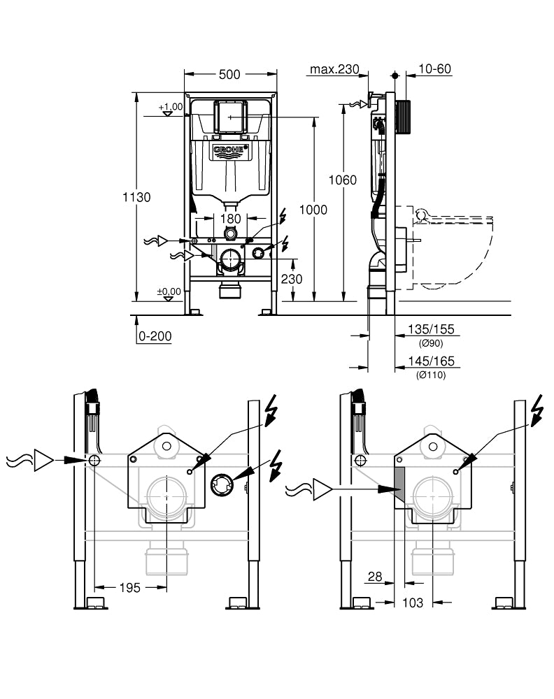 Rapid Sl pentru vas wc functie bideu Grohe Sensia-39112001