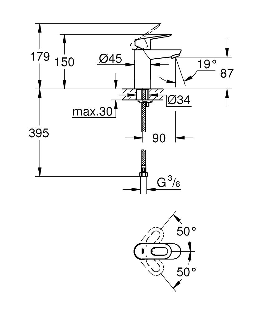 Baterie lavoar Grohe Bauloop marimea S