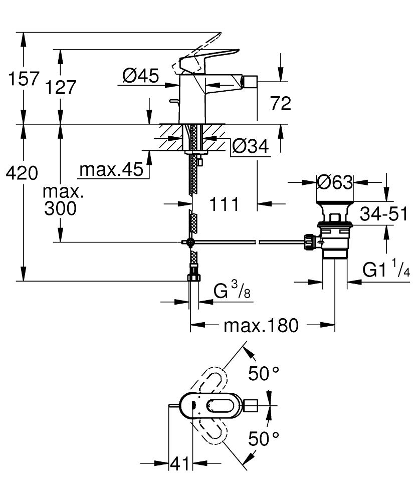 Baterie baie bideu Grohe Bauloop-23338000