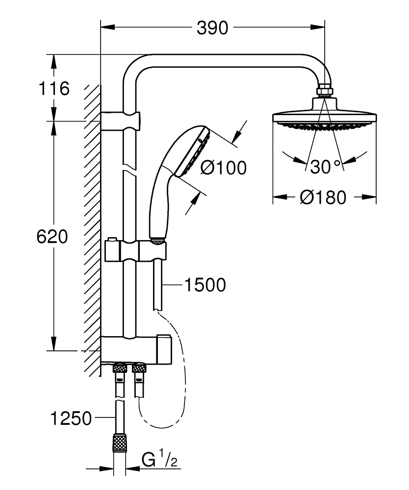 Sistem dus Grohe Tempesta cu diverter-26381000