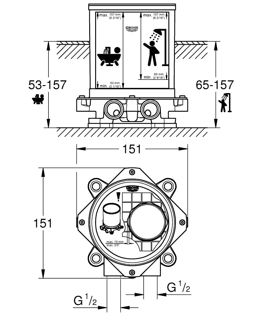 Baie set de instalare Grohe pentru mixerele de baie-45984001