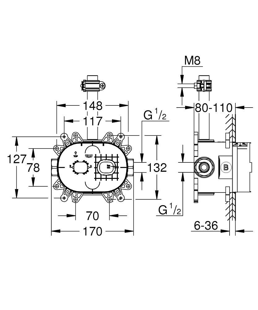Corp incastrat Grohe Rainshower 