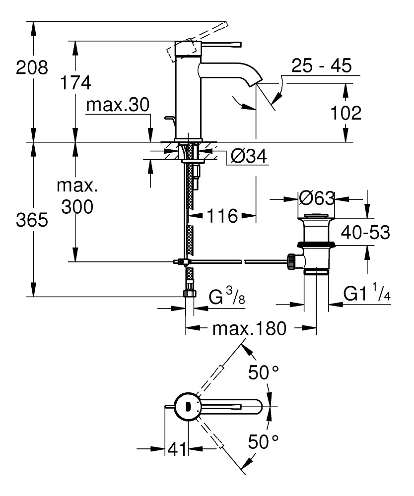 Baterie lavoar Grohe Essence New marimea S