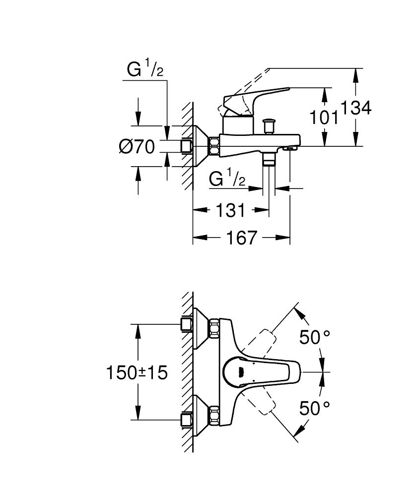Pachet baterie cada Grohe Bauflow, set dus inclus( 23756000 ,26720001)