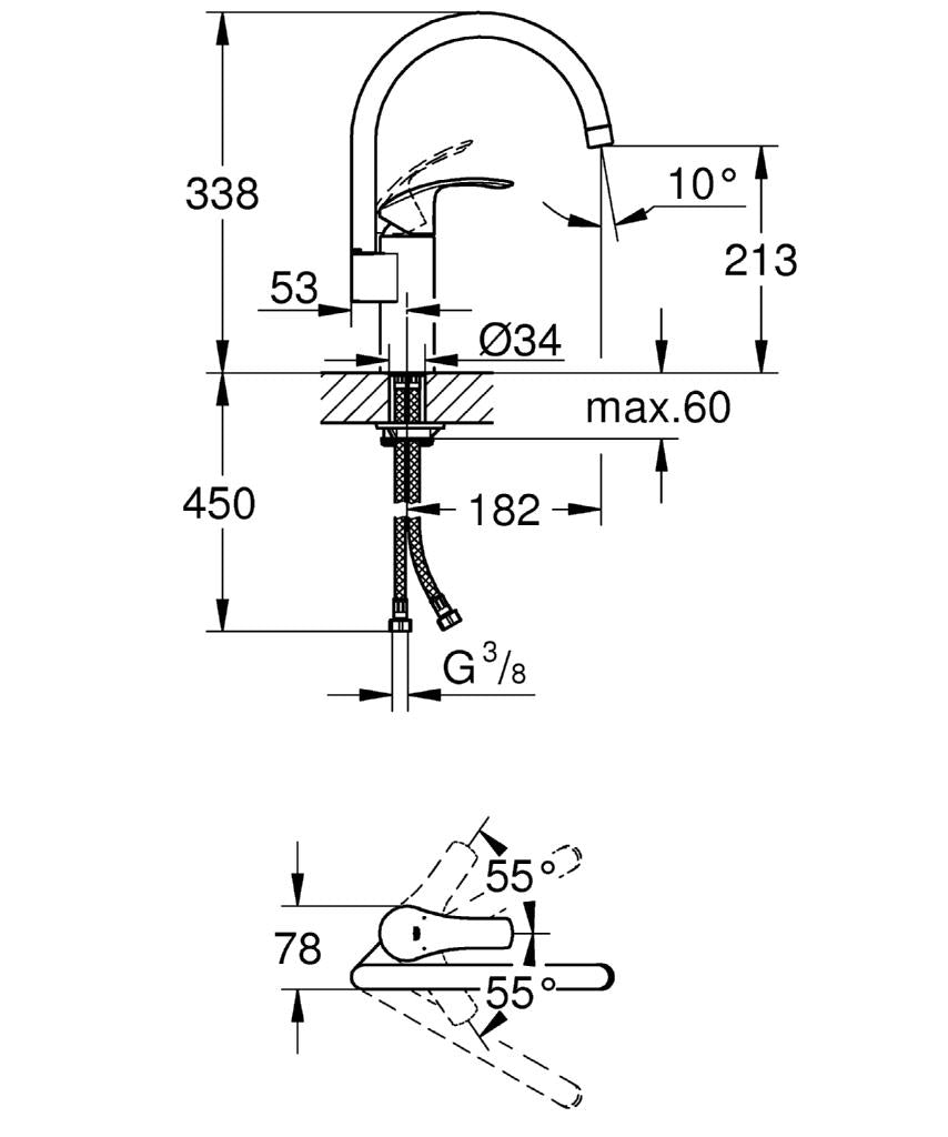Baterie spalator monocomanda Grohe Eurosmart New-33202002
