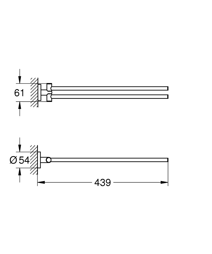 Suport prosop Grohe Essentials ,doua brate,crom -40371001