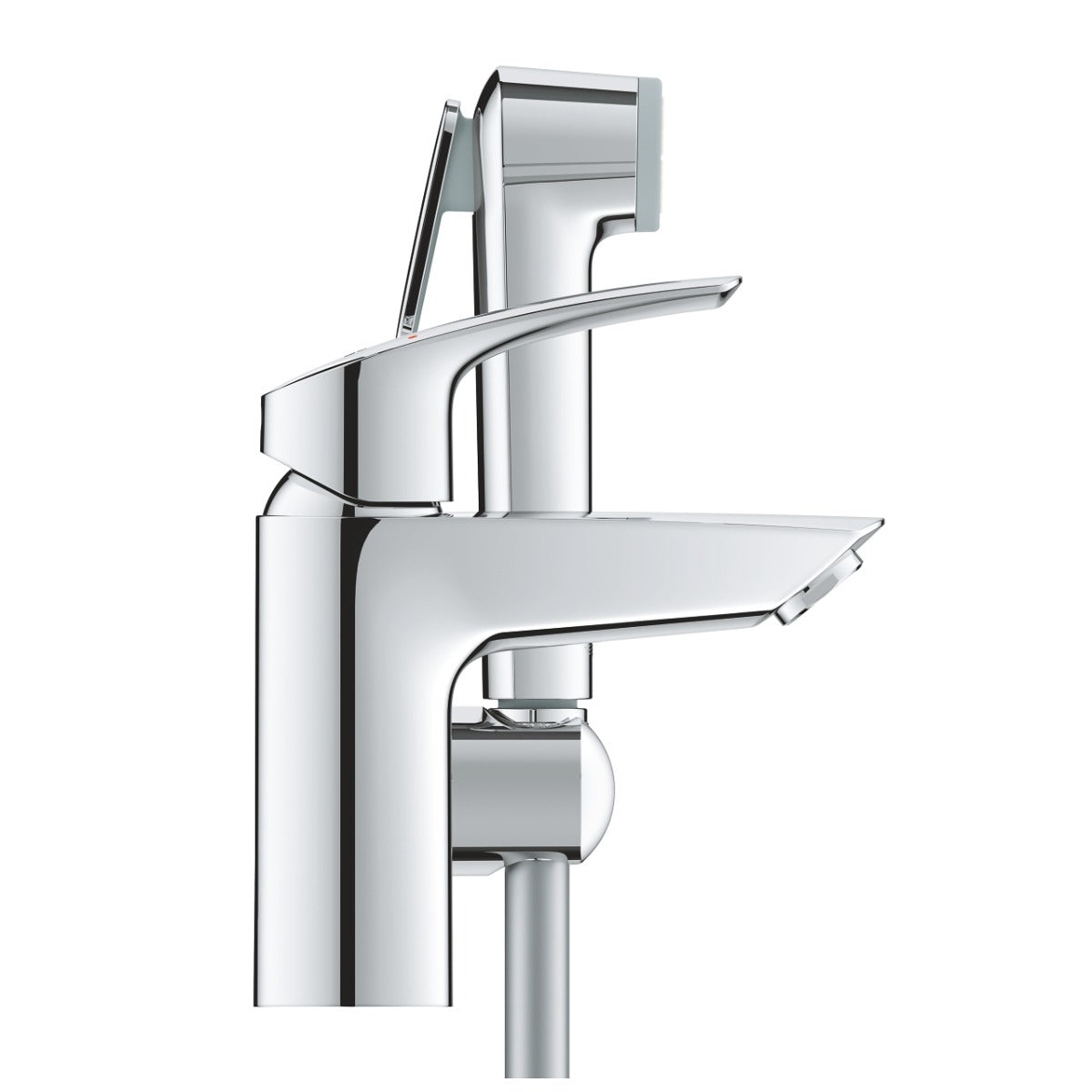 Set baterie lavoar Grohe Eurosmart S, 3/8'', monocomanda, set dus igienic, 1 jet, crom - 23124003