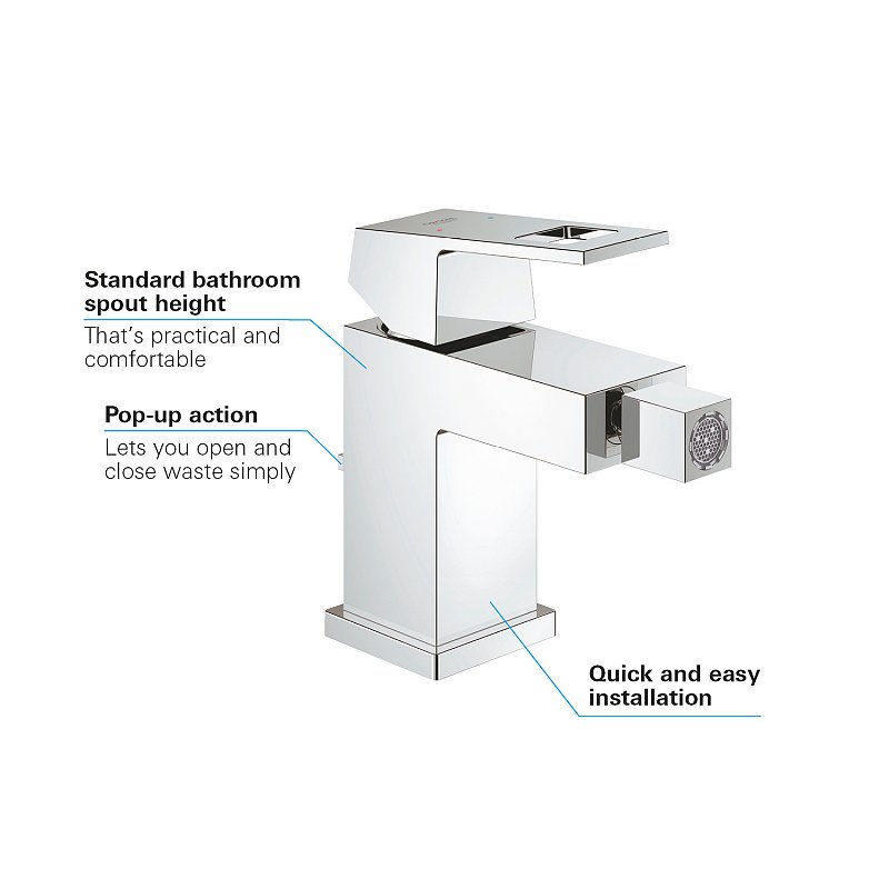 Baterie bideu  Grohe Eurocube,crom,furtune flexibile-23138000
