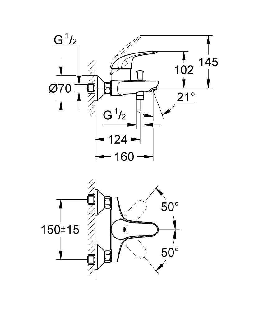 Baterie cada Grohe Starteco/Swift, monocomanda, crom - 23270000