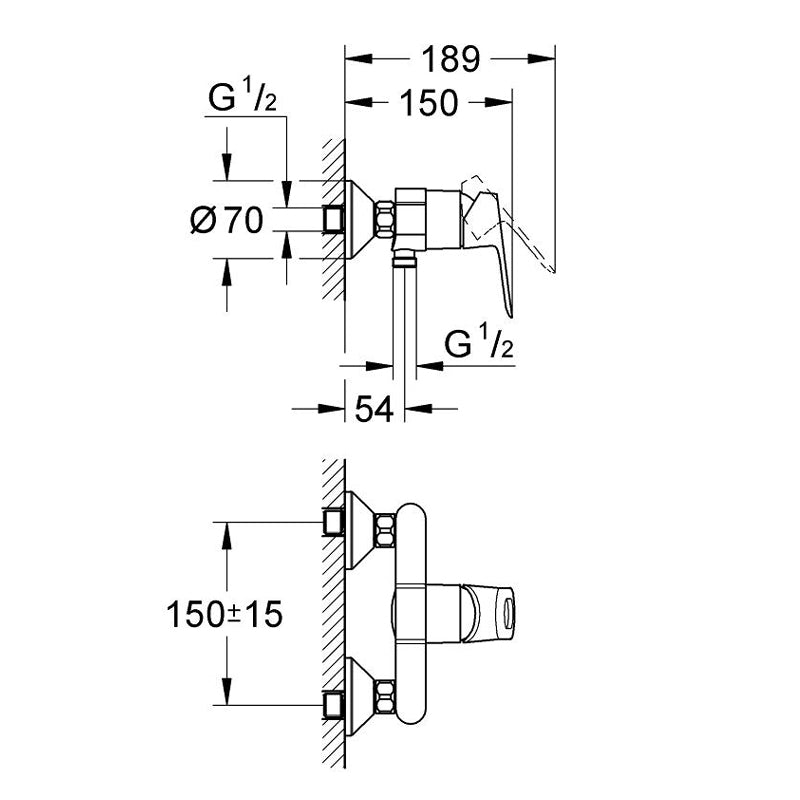 Pachet: Coloana dus Grohe Tempesta 200, baterie cabina dus Bauloop(27389002,23340000)