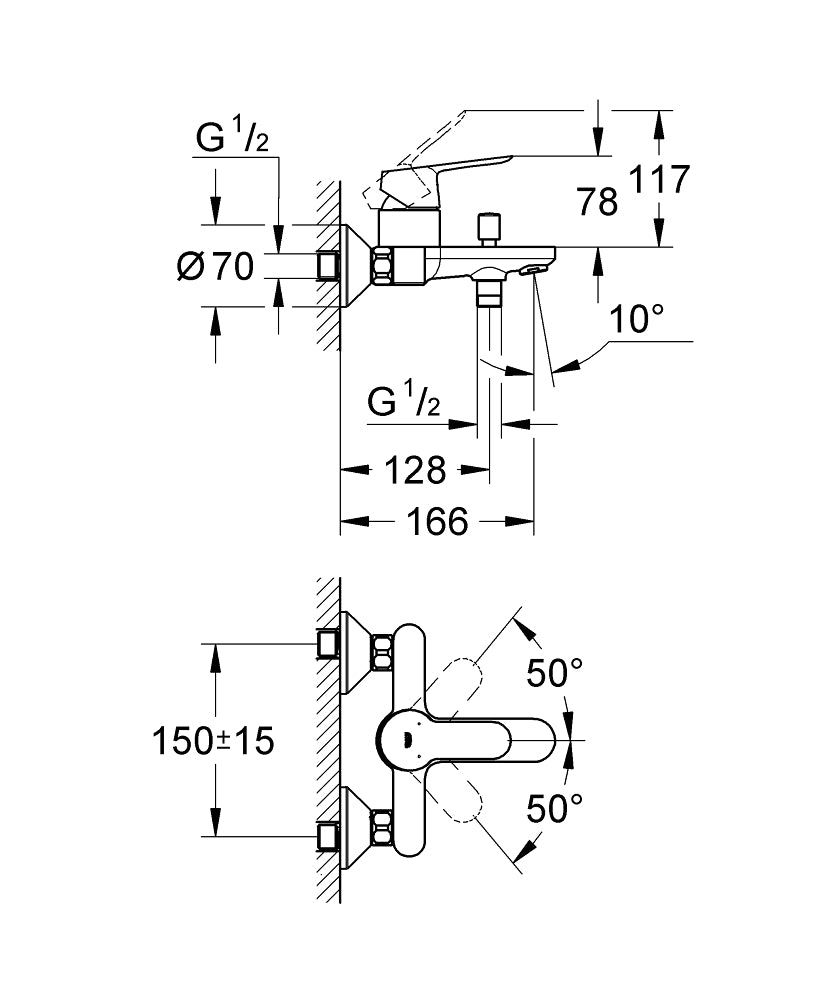 Baterie cada Grohe StartEdge, monocomanda, crom - 23348000
