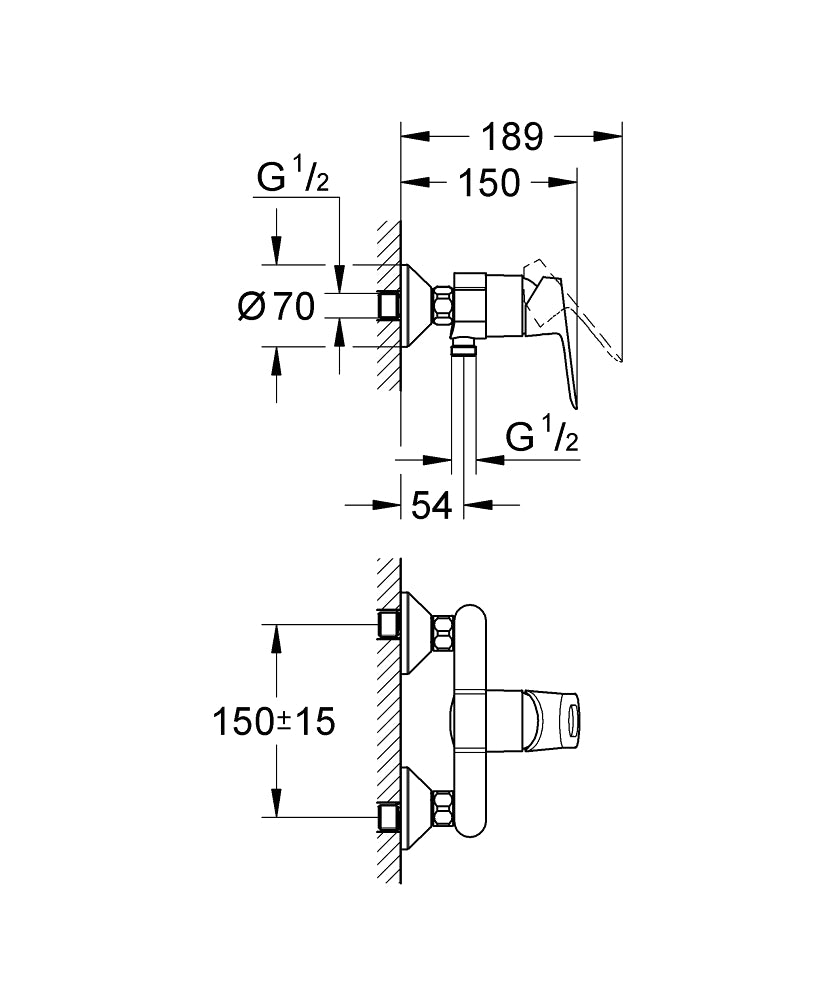 Baterie dus Grohe Start Loop, monocomanda, crom - 23354000