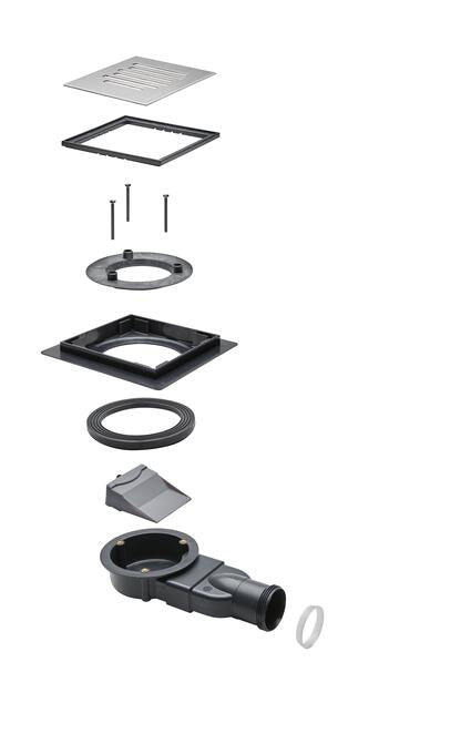 Sifon pardoseala VENISIO COMPACT CITY D40, grila 115x115, aluminiu periat - 30723971