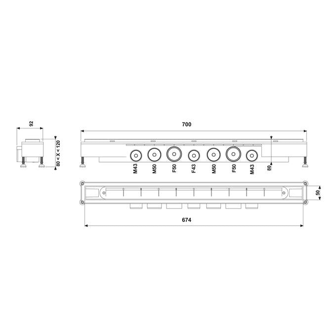 Rigola dus Venisio Soda L700 MM, crom - 30723951