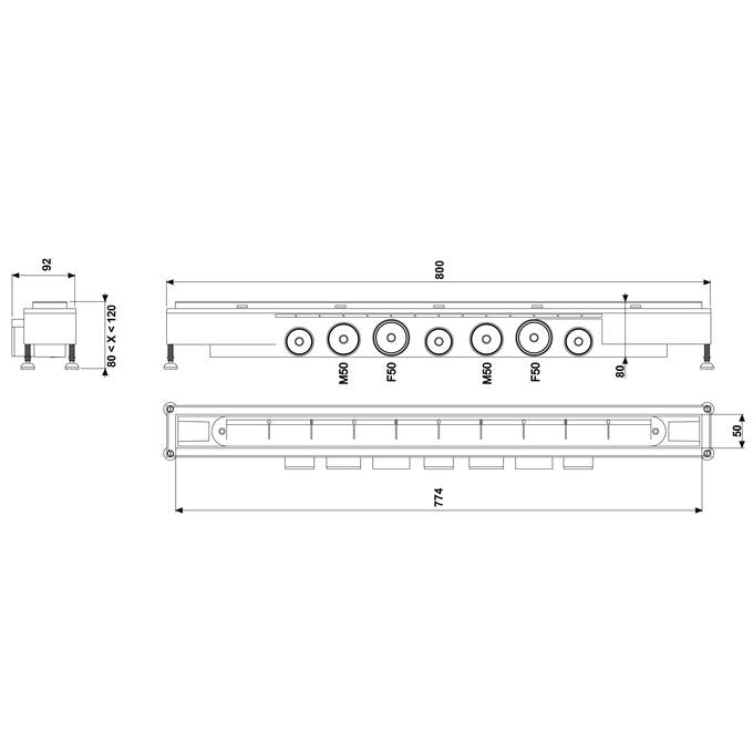 Rigola dus Venisio Mikado L800 MM, crom - 30723955