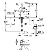 Pachet: Baterie dus Grohe Grohtherm 800 si Set dus cu bara Tempesta Mono-34565001, Baterie lavoar Grohe Conncetto L size-23739001