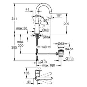 Pachet: Baterie de dus Grohe Essence New-33636001+ Baterie lavoar Grohe BauEdge L size-23760000