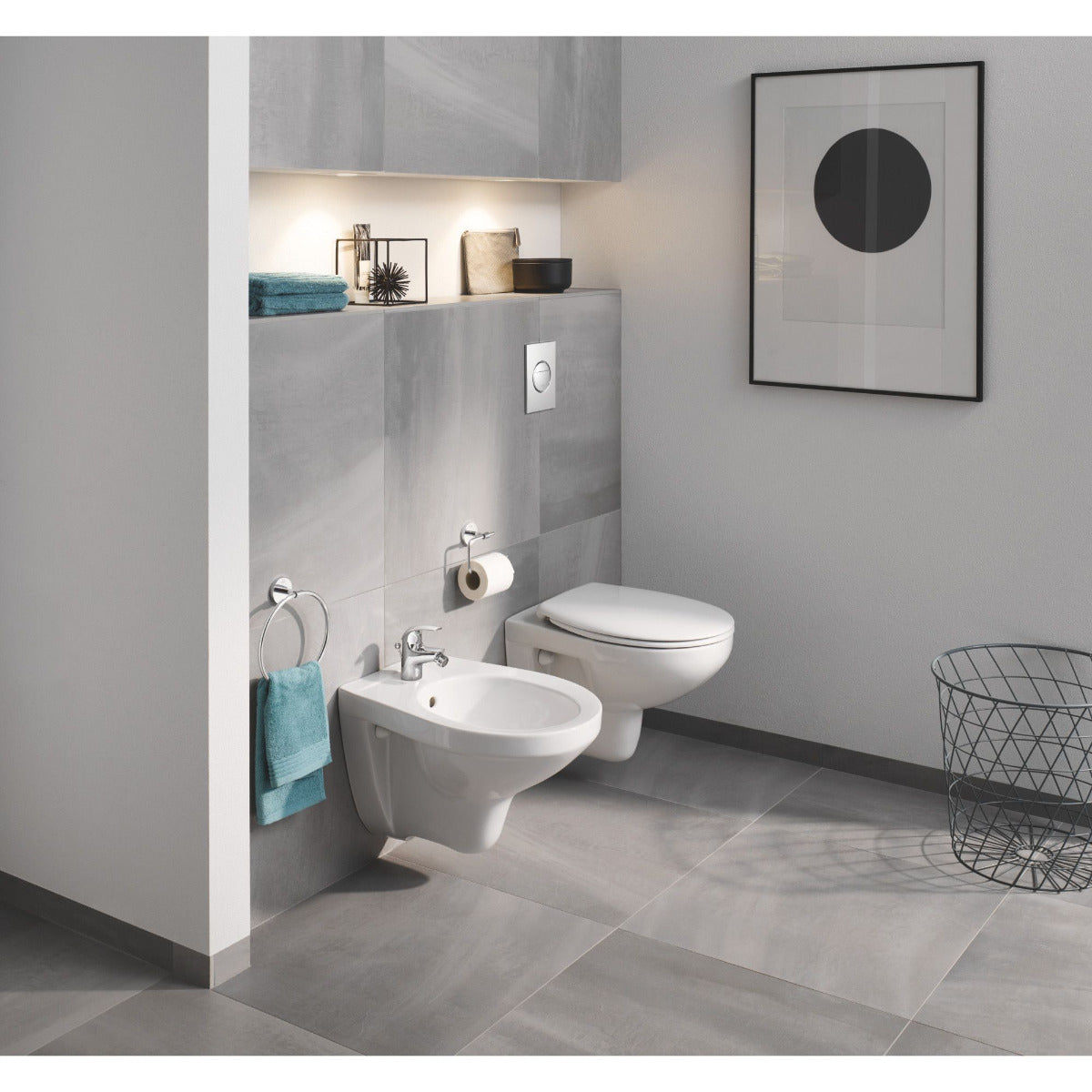 Baterie bideu Grohe Start Curve, monocomanda, cartus ceramic, set evacuare cu tija,crom-23766000