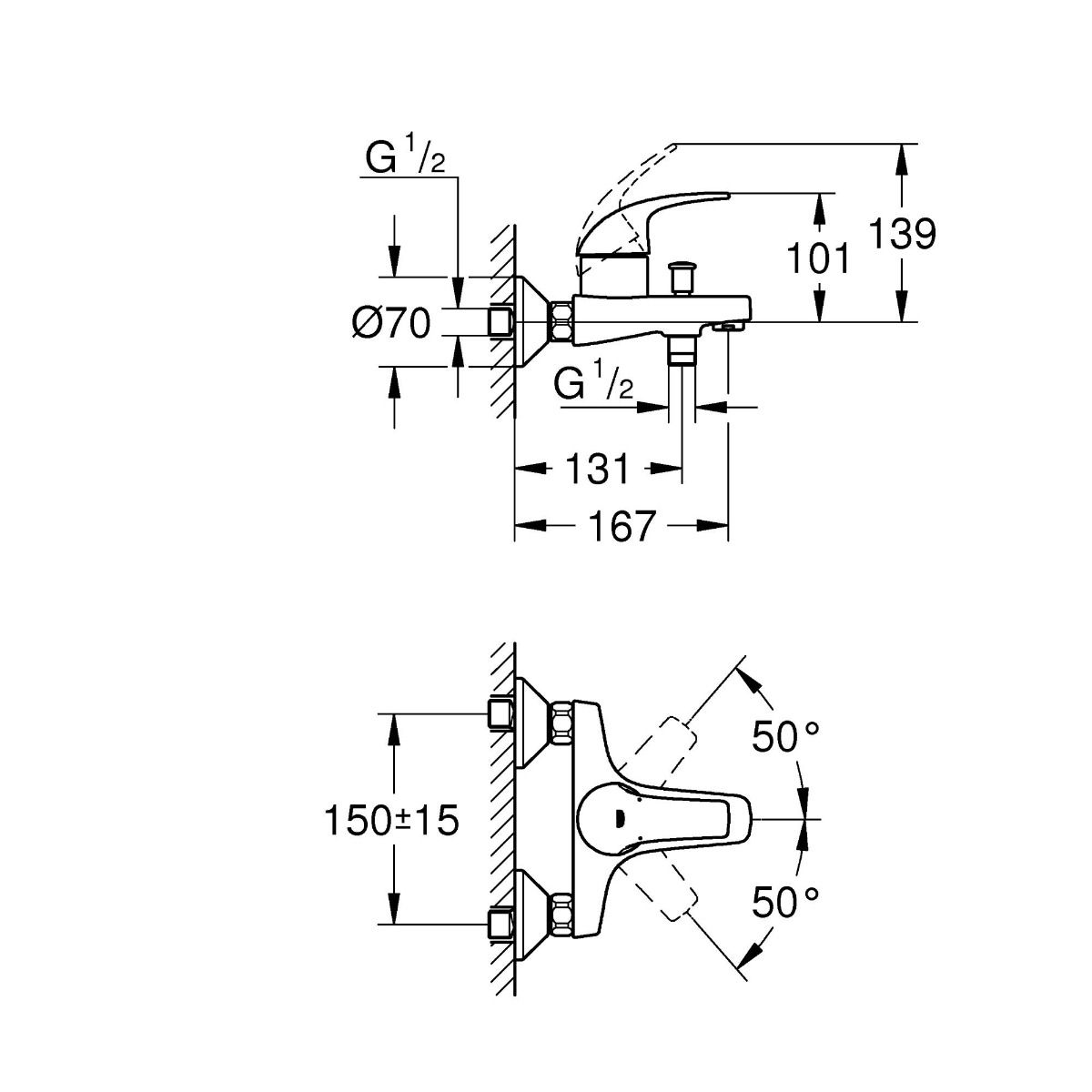 Pachet baterii baie Grohe "Family Pack", baterie cada,baterie lavoar S, set dus bara(23765000 ,23768000 ,27853001)