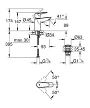Baterie lavoar Grohe StartEdge, marimea S, furtunuri flexibile, crom-23898001