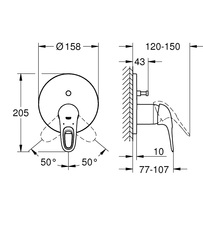 Baterie cada Grohe Eurostyle, pentru smartbox, maner loop, crom - 24049003