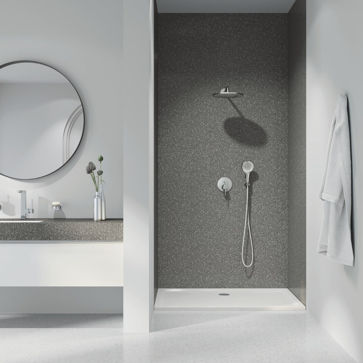 Baterie cada si dus Grohe Plus incastrata, crom - 24060003