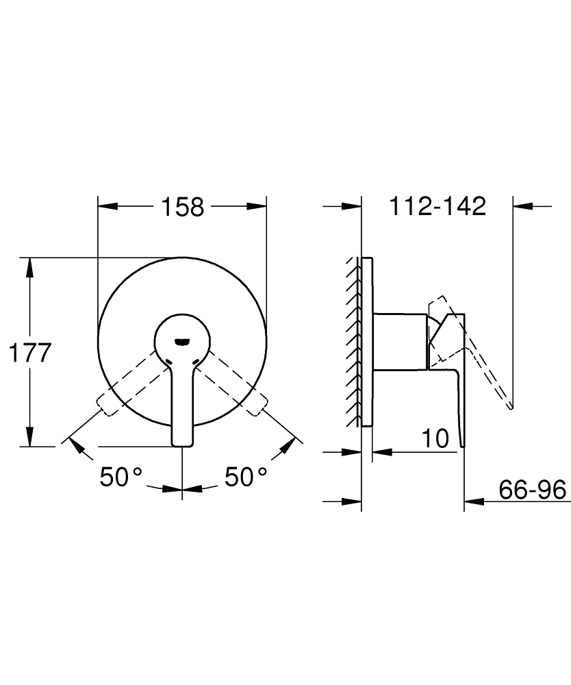 Baterie dus Grohe Lineare New, monocomanda, 1 iesire, incastrata, crom - 24063001