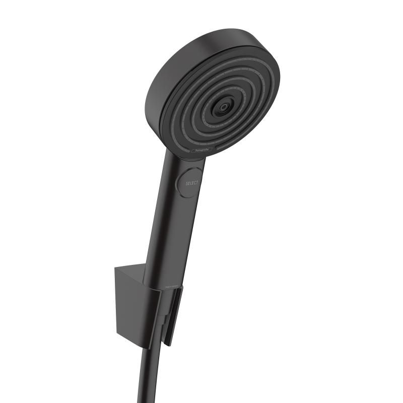 Set de dus Hansgrohe Pulsify Select 105 Relaxation, cu 3 jeturi, agatatoare si furtun 1,25m, negru mat - 24302670