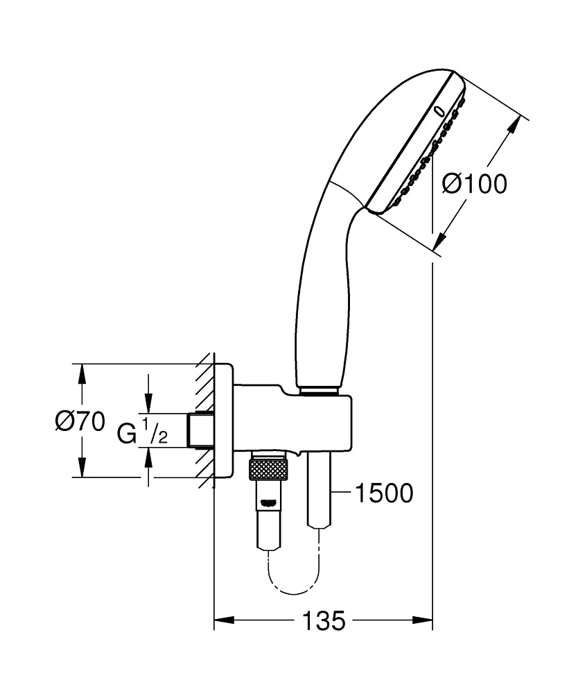 Set dus Grohe New Tempesta 100, 2 jeturi, cot iesire si suport para incluse-26406001