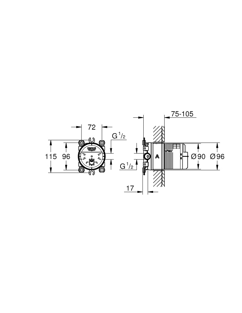 Corp incastrat Grohe Rainshower Universal, 1/2'' - 26484000
